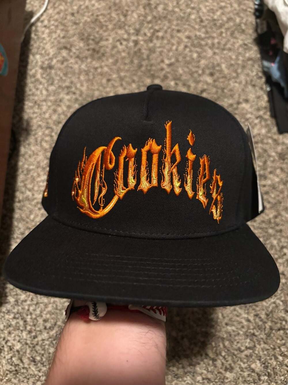 Cookies World On Fire 5 Panel Snapback Hat Black